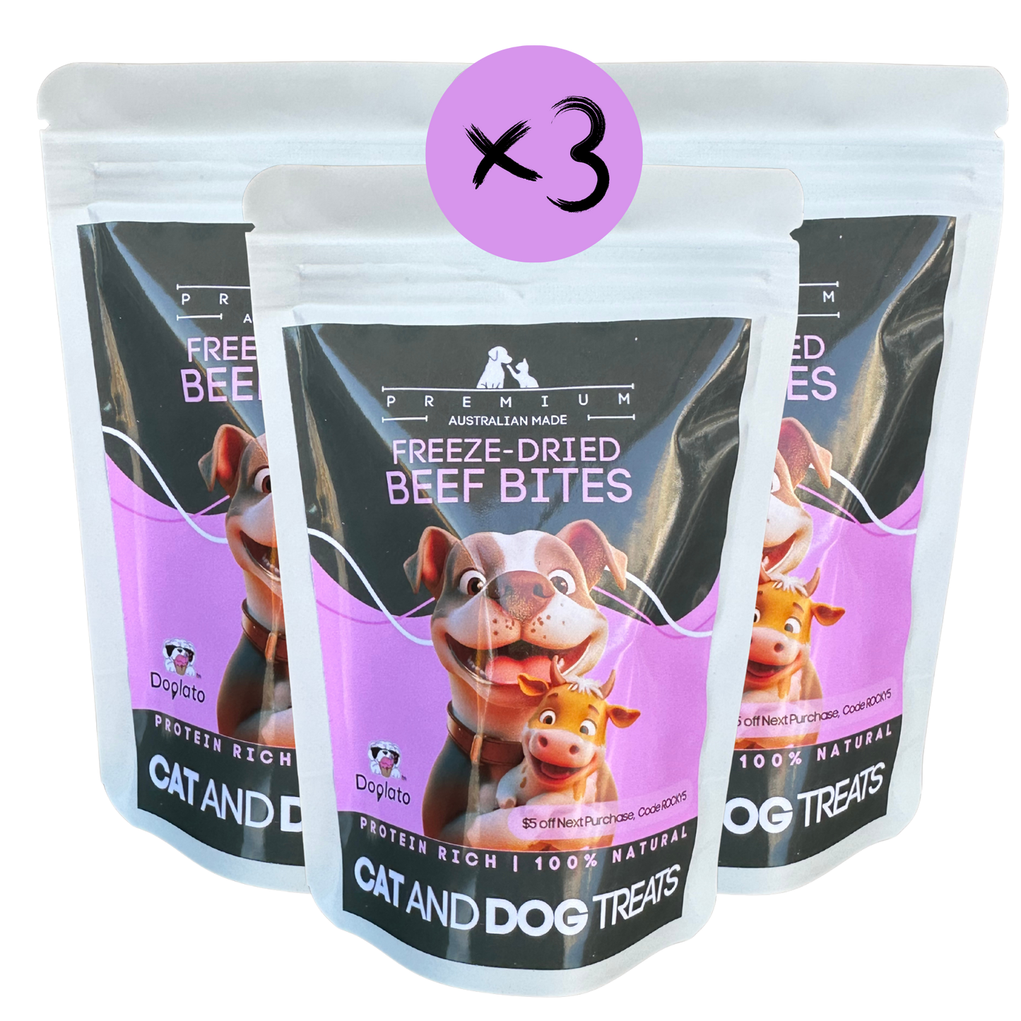 Freeze-Dried Beef Bites Triple pack