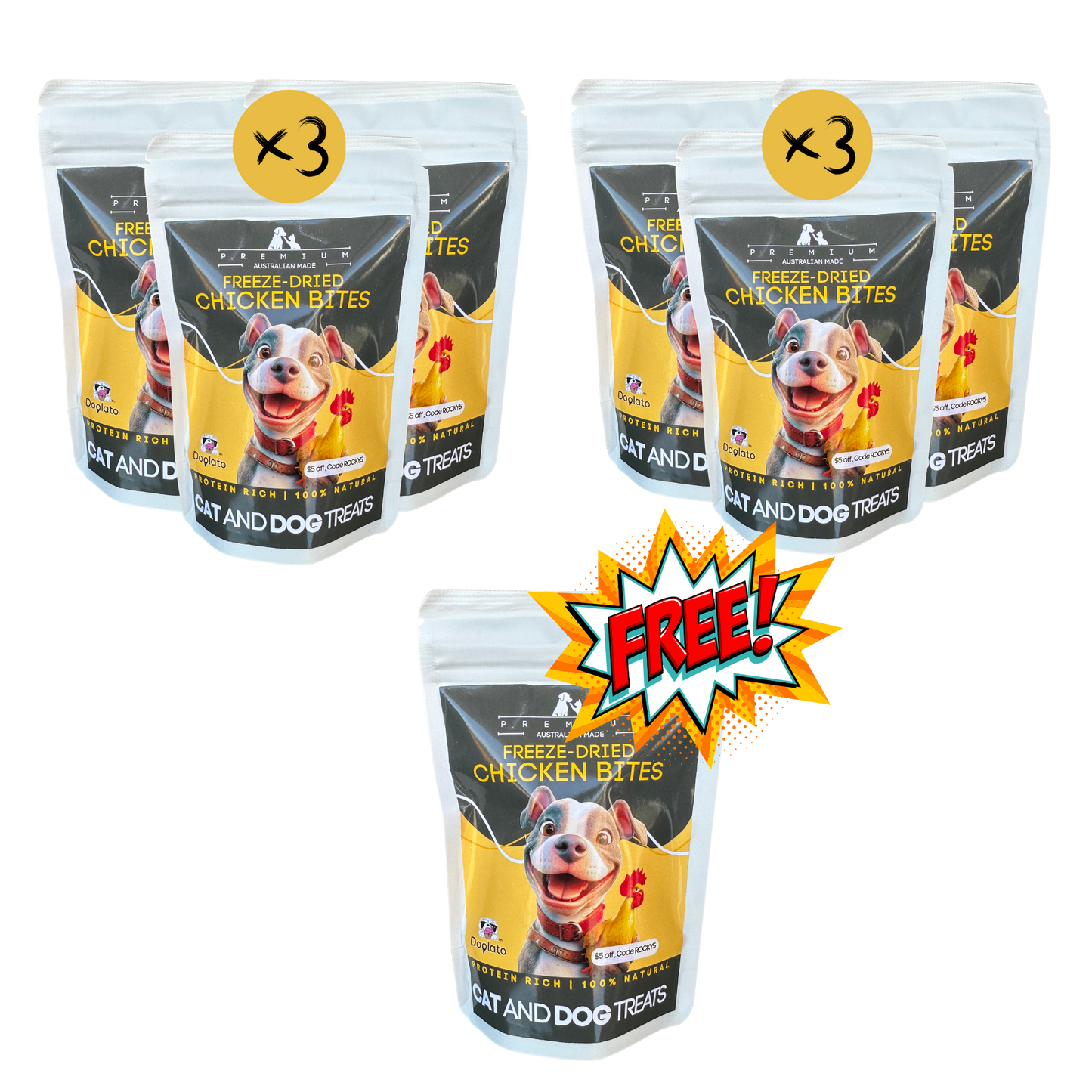 Freeze-Dried Chicken Bites Triple pack, Buy 2 get one free